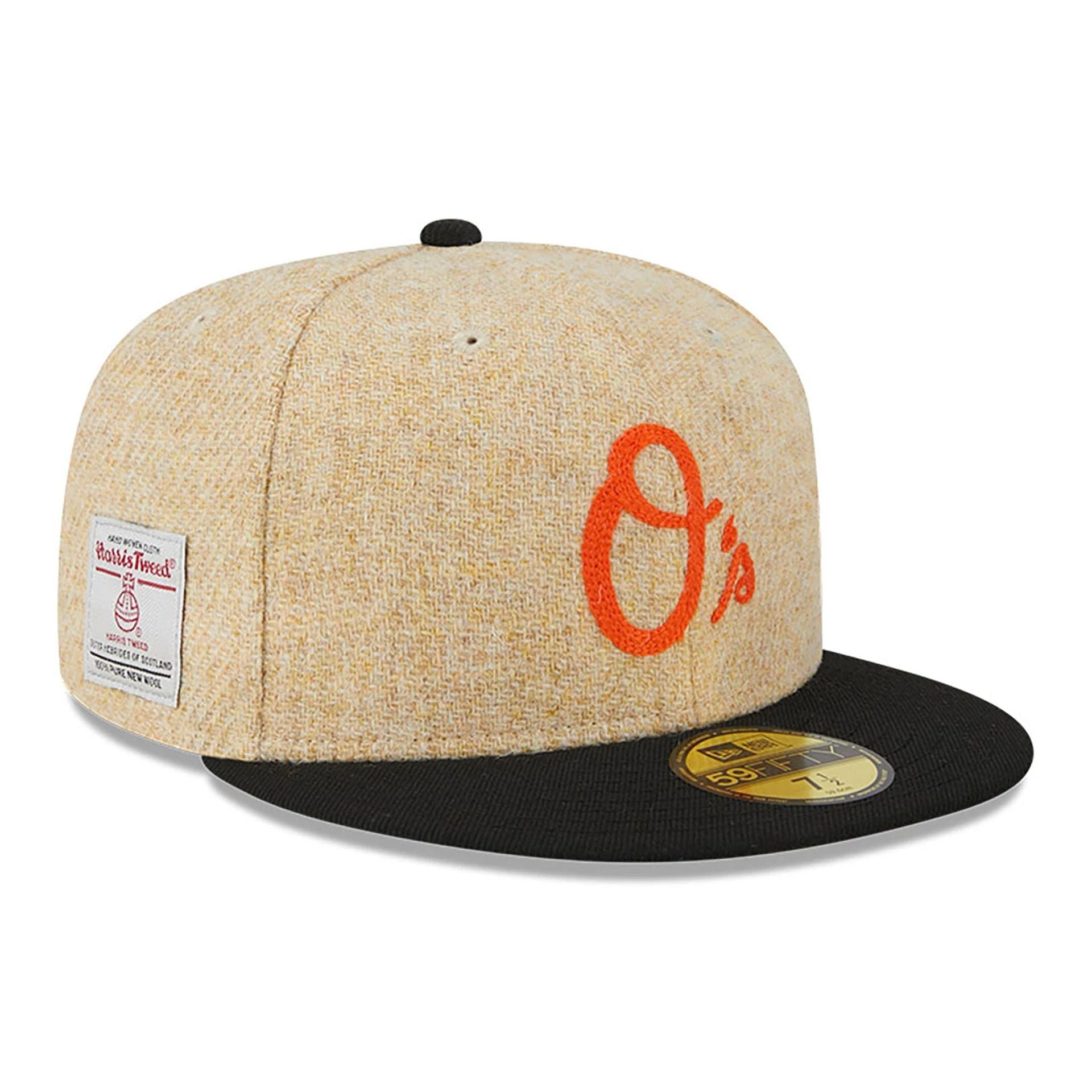 This is a Baltimore Orioles Harris Tweed Beige 59FIFTY Fitted Cap 1