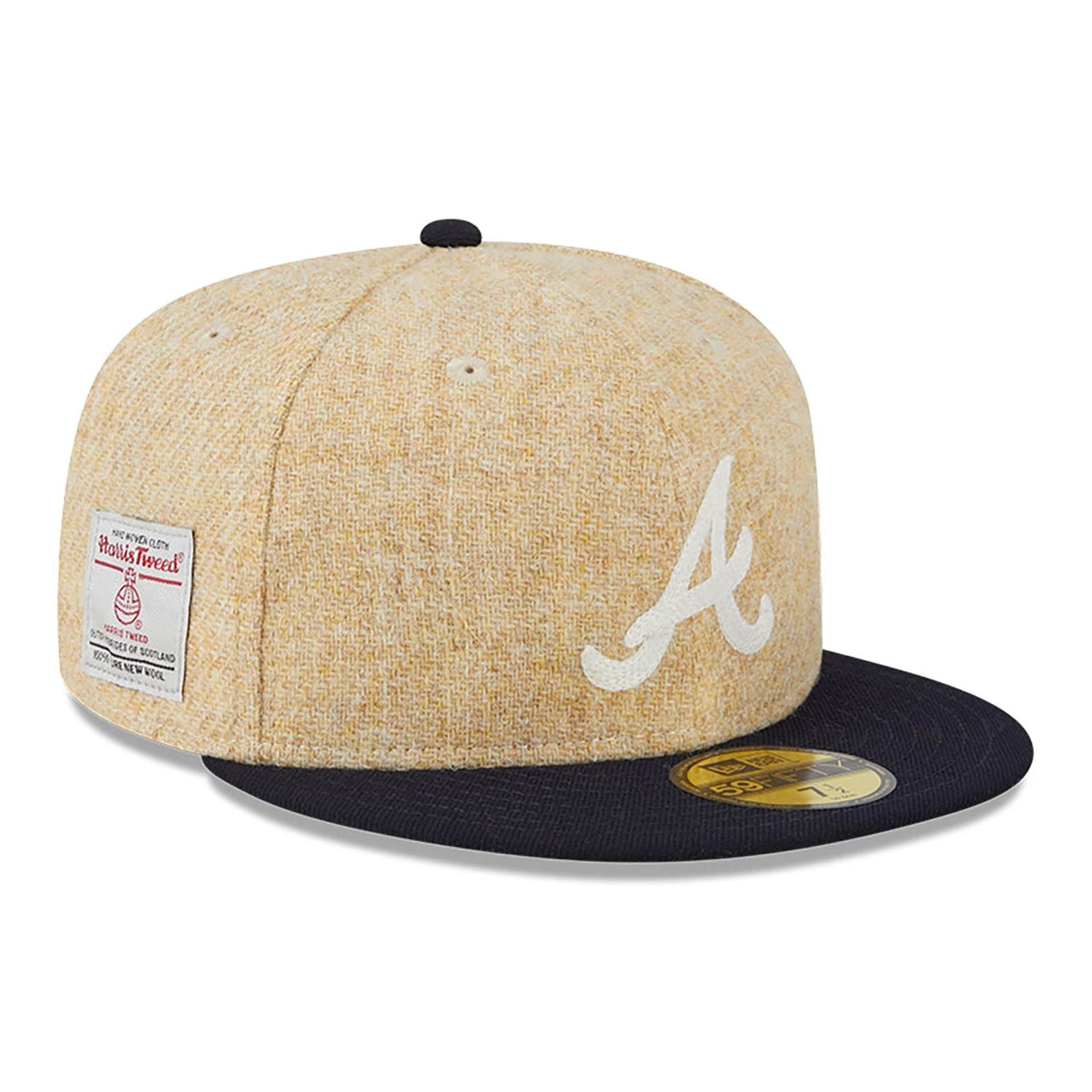 This is a Atlanta Braves Harris Tweed Beige 59FIFTY Fitted Cap 1