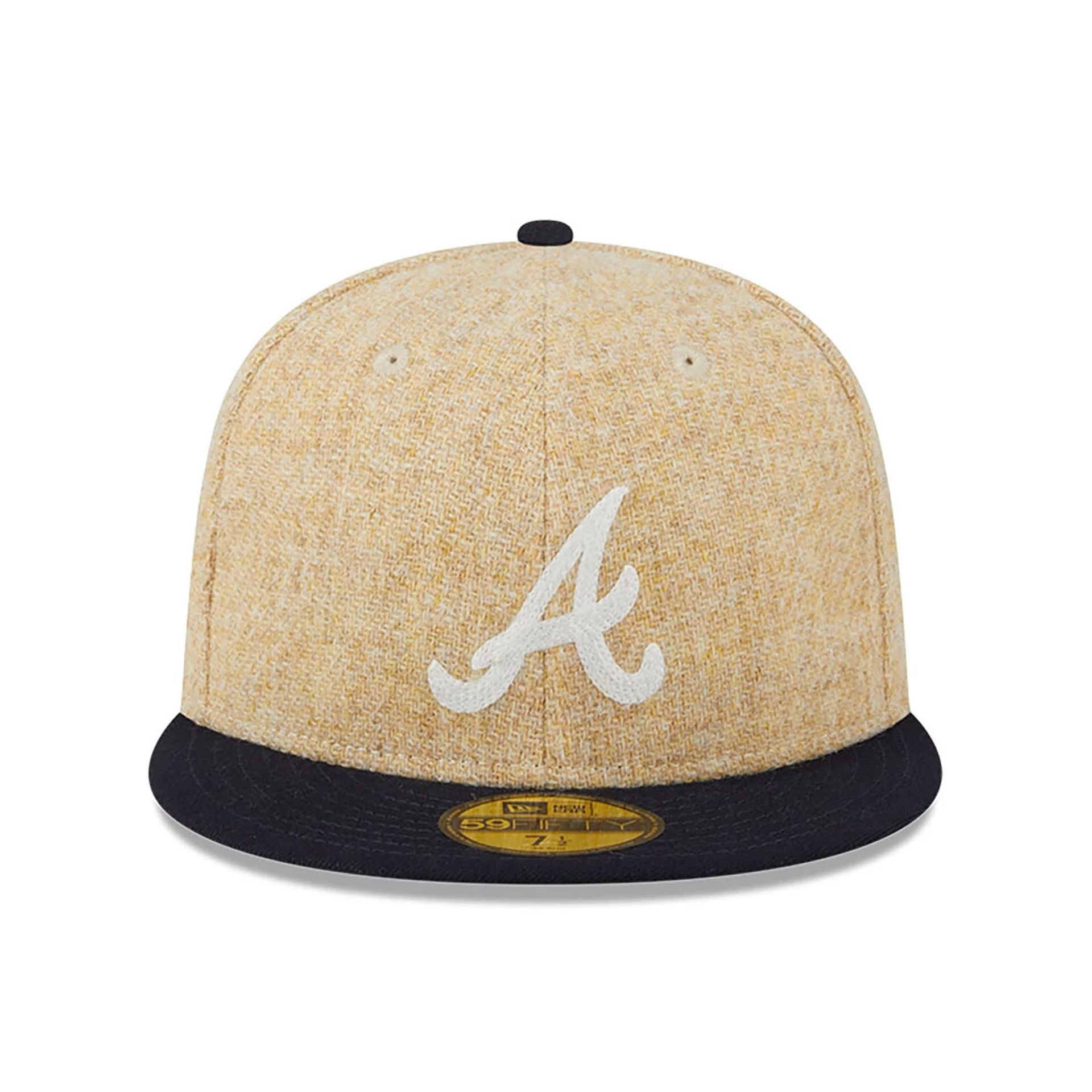 This is a Atlanta Braves Harris Tweed Beige 59FIFTY Fitted Cap 3