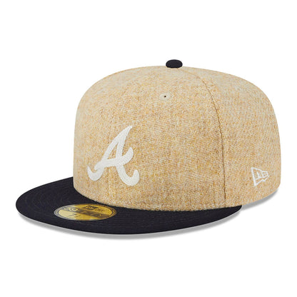 This is a Atlanta Braves Harris Tweed Beige 59FIFTY Fitted Cap 5