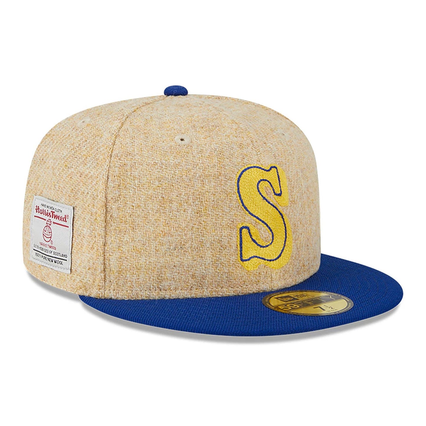 This is a Seattle Mariners Harris Tweed Beige 59FIFTY Fitted Cap 1