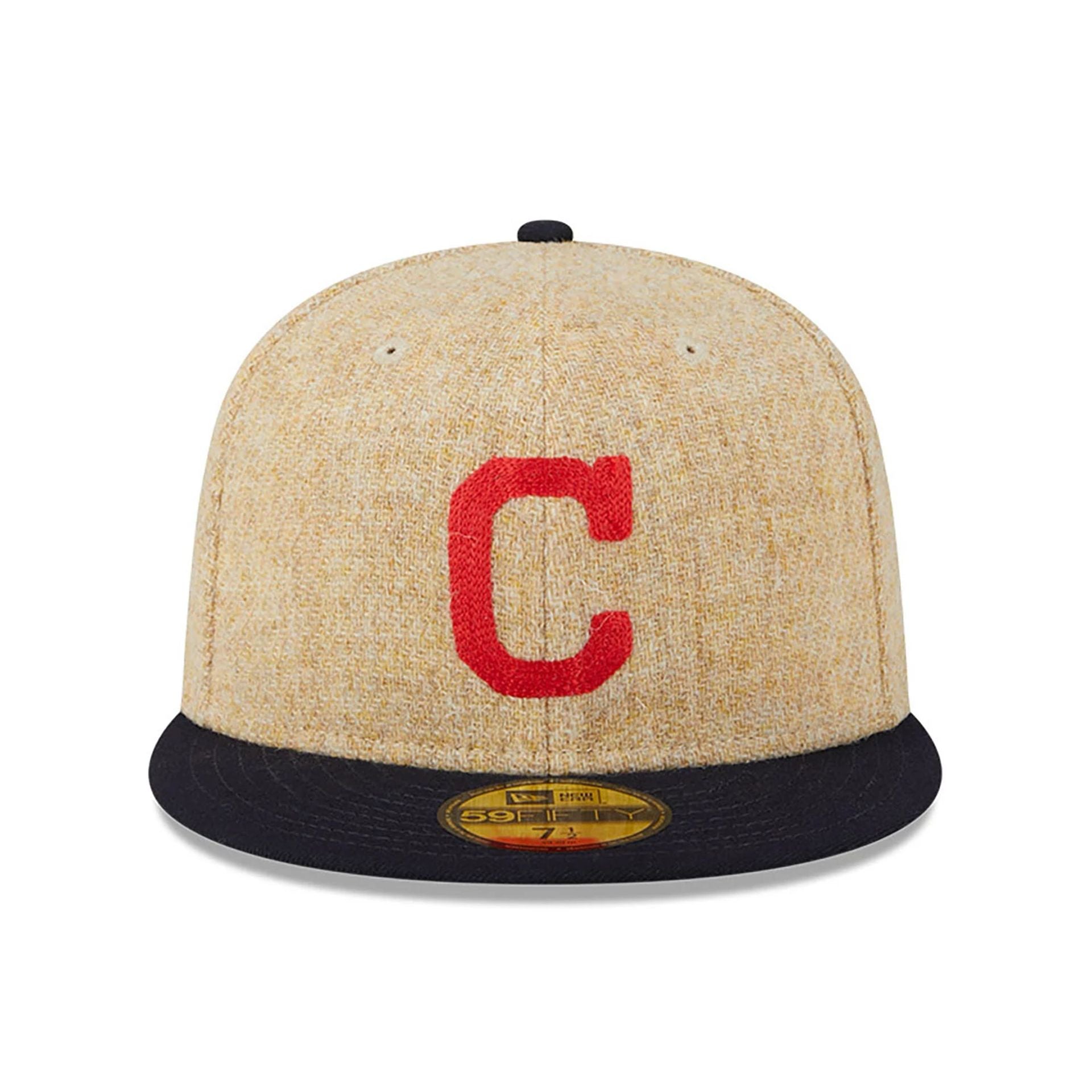 This is a Cleveland Indians Harris Tweed Beige 59FIFTY Fitted Cap 3