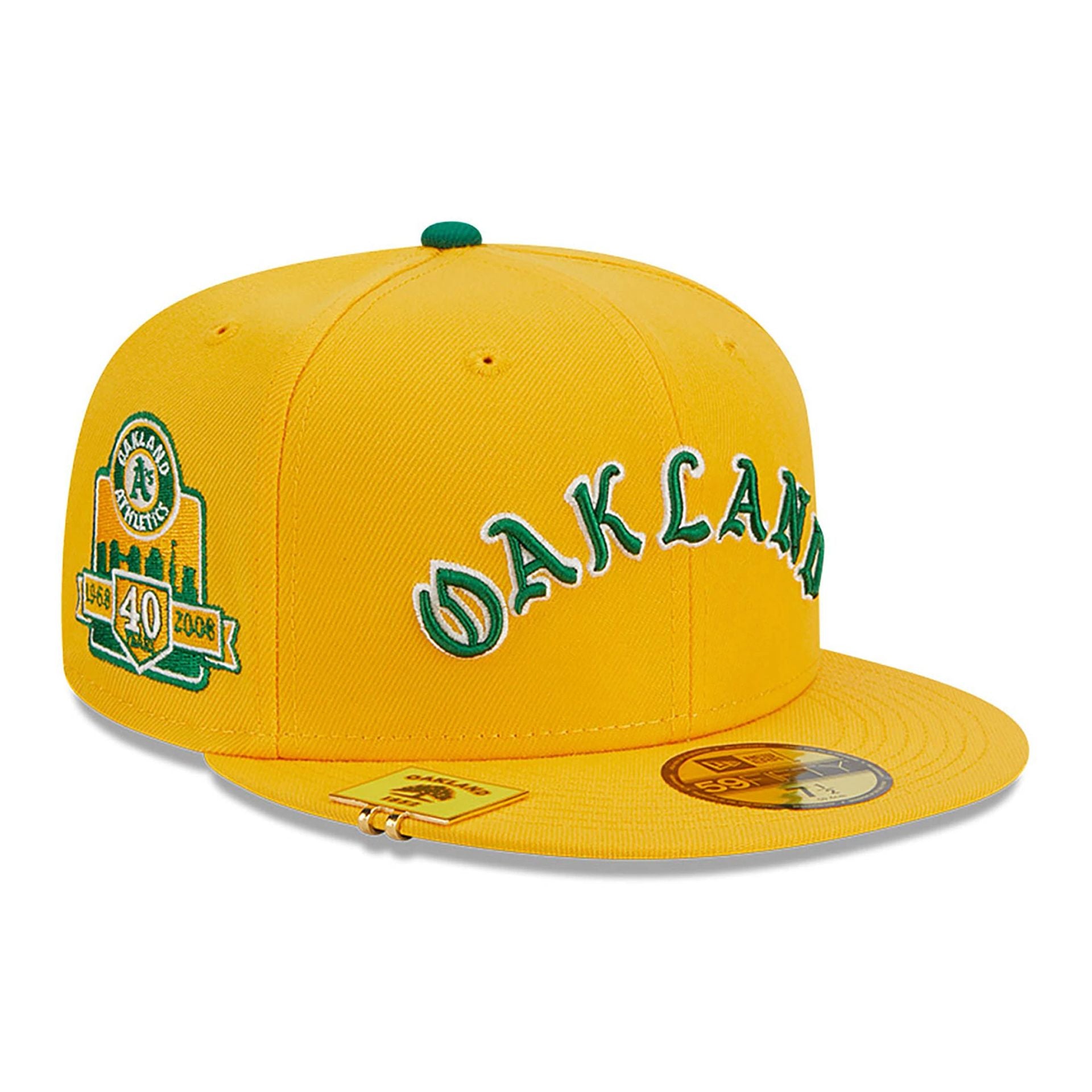 This is a Oakland Athletics City Flag Yellow 59FIFTY Fitted Cap 1