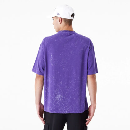 The Male model is wearing LA Lakers NBA Washed Purple Oversized T-Shirt 6