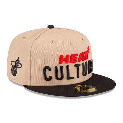 This is a Miami Heat NBA City Edition Brown 59FIFTY Fitted Cap 1