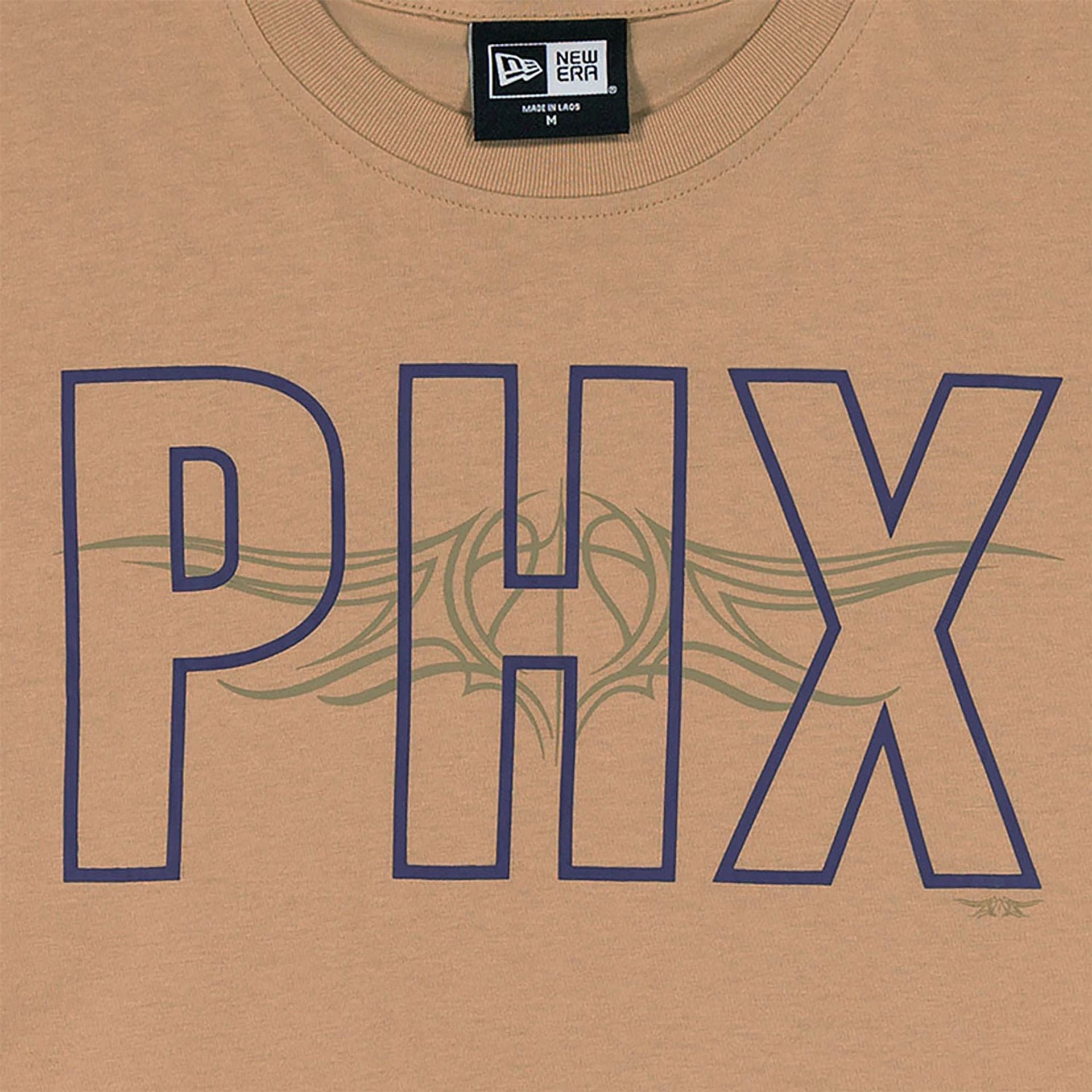 The Male model is wearing Phoenix Suns NBA City Edition Light Beige Oversized T-Shirt 2