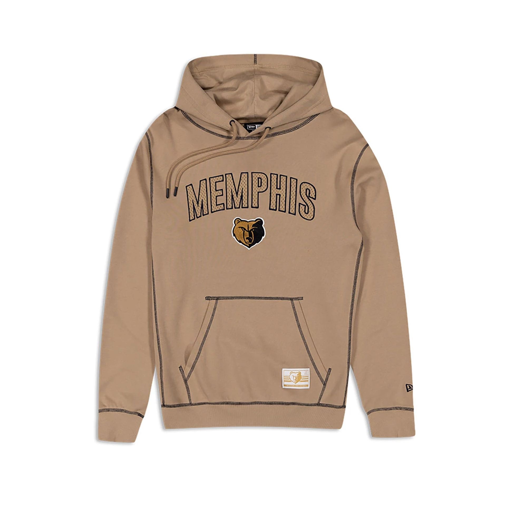 The Male model is wearing Memphis Grizzlies NBA City Edition Light Beige Oversized Pullover Hoodie 1