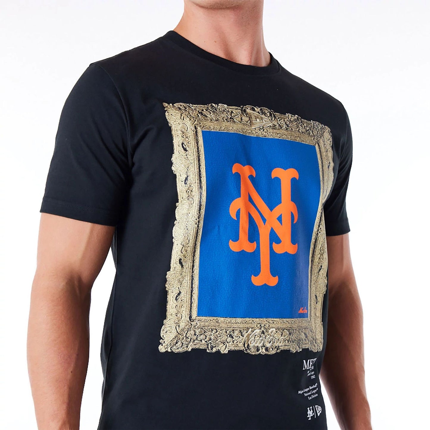 The Male model is wearing New York Mets Curated Customs Black T-Shirt 6