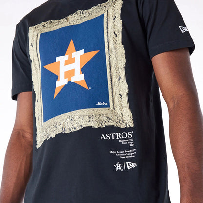 The Male model is wearing Houston Astros Curated Customs Black T-Shirt 3