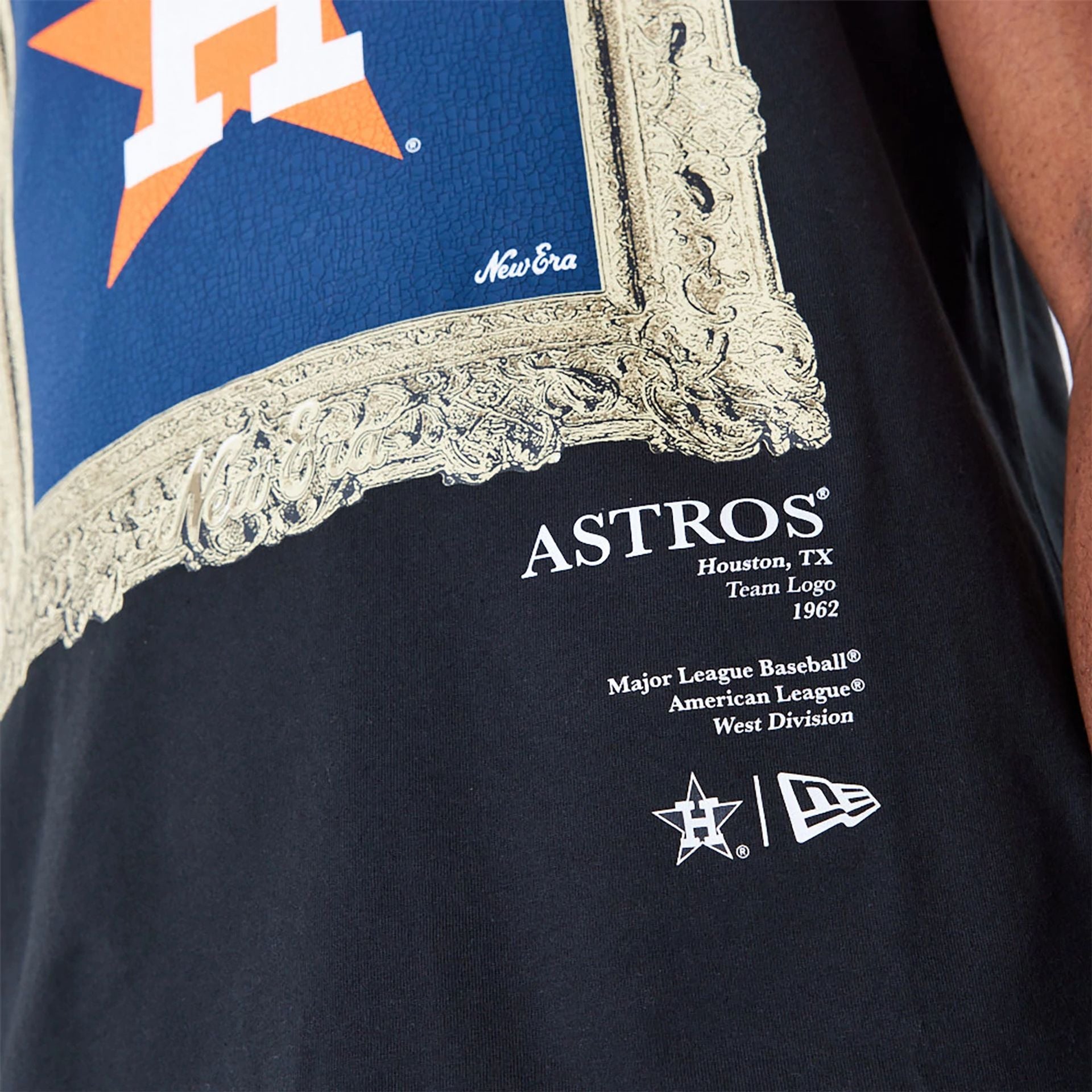 The Male model is wearing Houston Astros Curated Customs Black T-Shirt 4