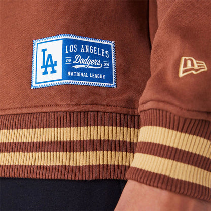 The Male model is wearing LA Dodgers Letterman Classic Dark Brown Crew Neck Sweatshirt 4