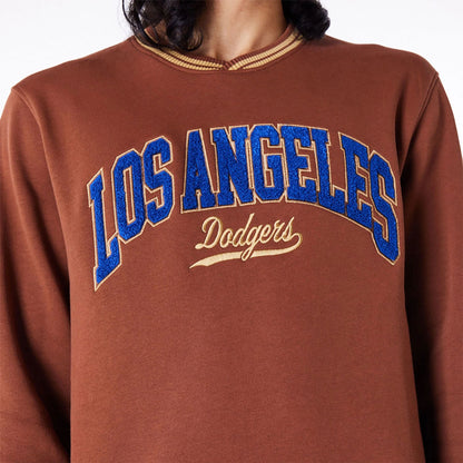 The Male model is wearing LA Dodgers Letterman Classic Dark Brown Crew Neck Sweatshirt 3