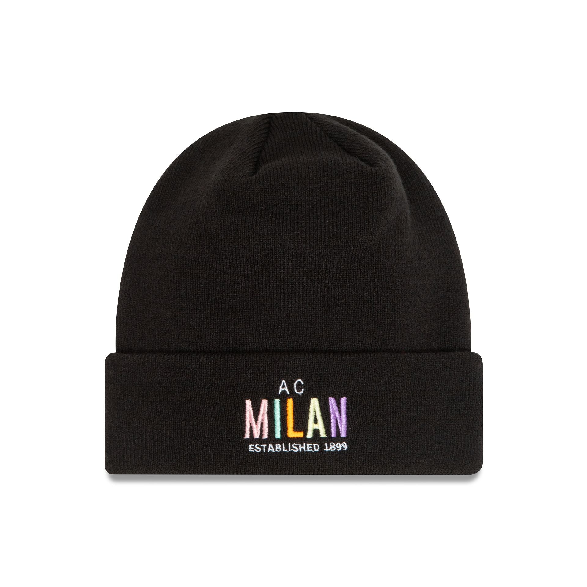 This is a AC Milan Wordmark Black Cuff Knit Beanie Hat 1