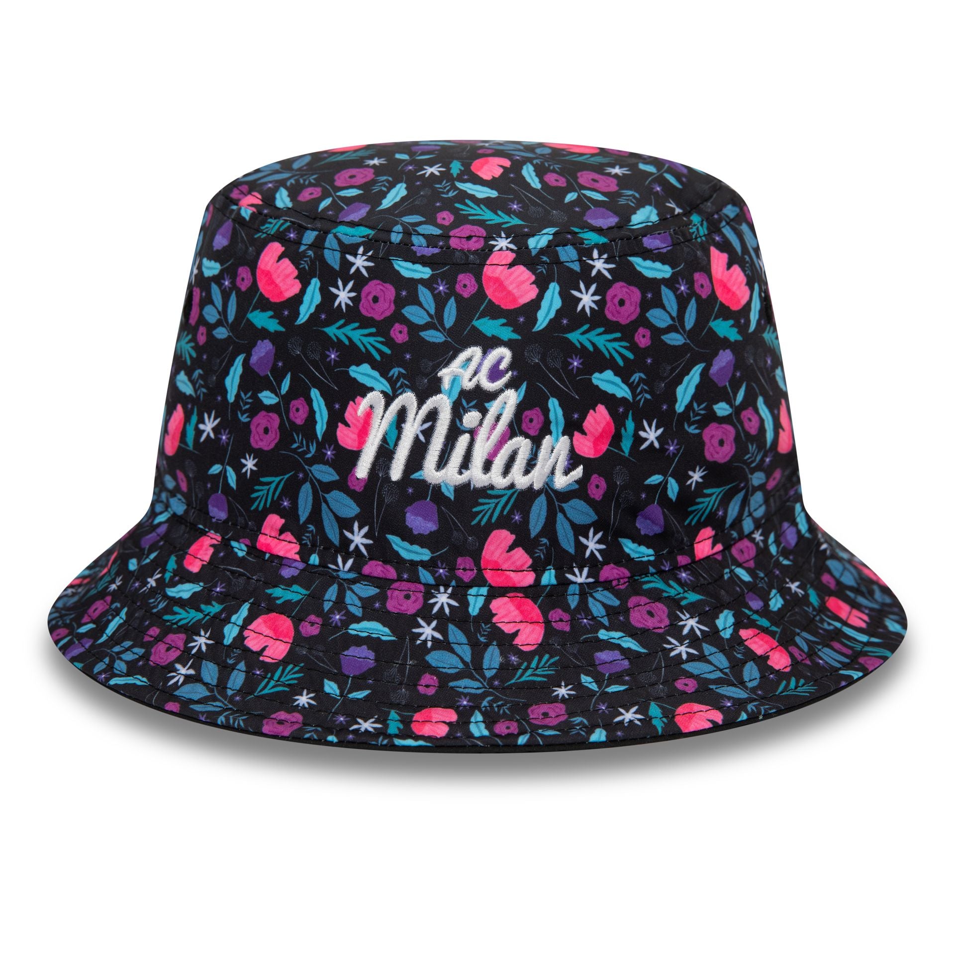 This is a AC Milan Floral All Over Print Black Bucket Hat 2