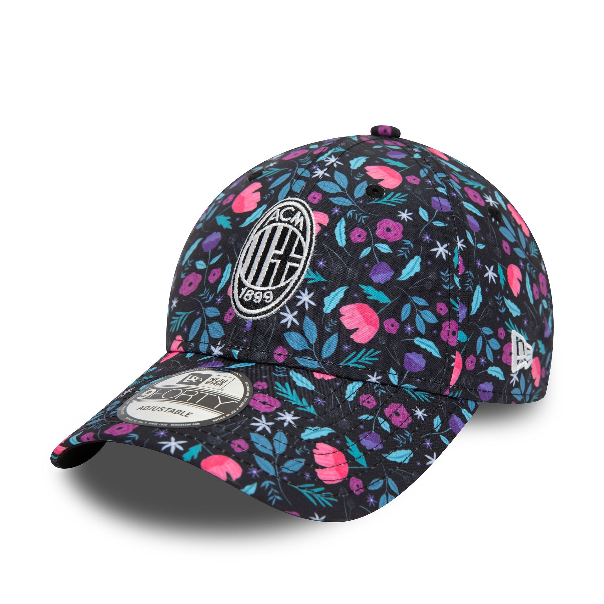 This is a AC Milan Floral All Over Print Black 9FORTY Adjustable Cap 1