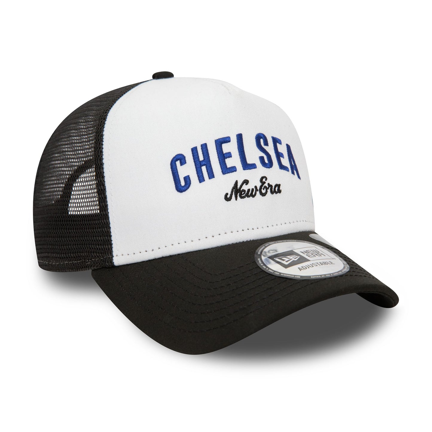 This is a Chelsea FC Wordmark Black Repreve E-Frame Trucker Cap 3