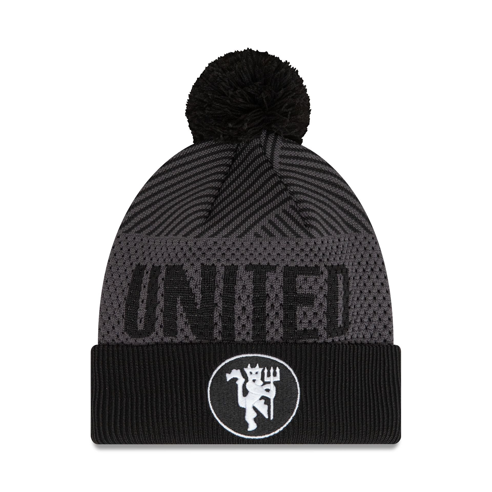 This is a Manchester United FC Engineered Grey Cuff Knit Beanie Hat 1