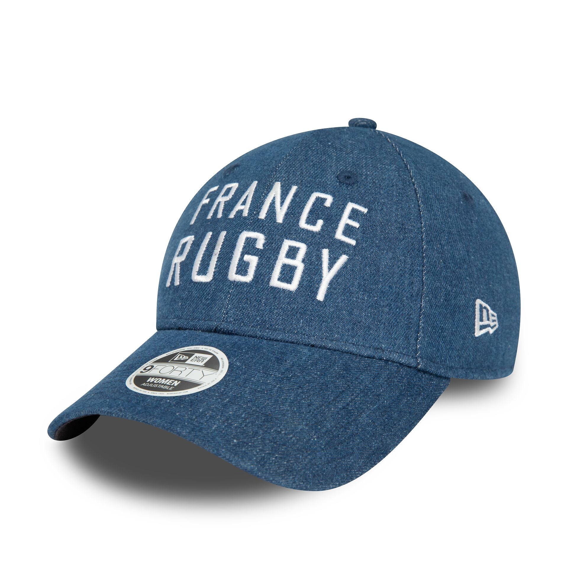 This is a French Federation Of Rugby Womens Denim Blue 9FORTY Adjustable Cap 1