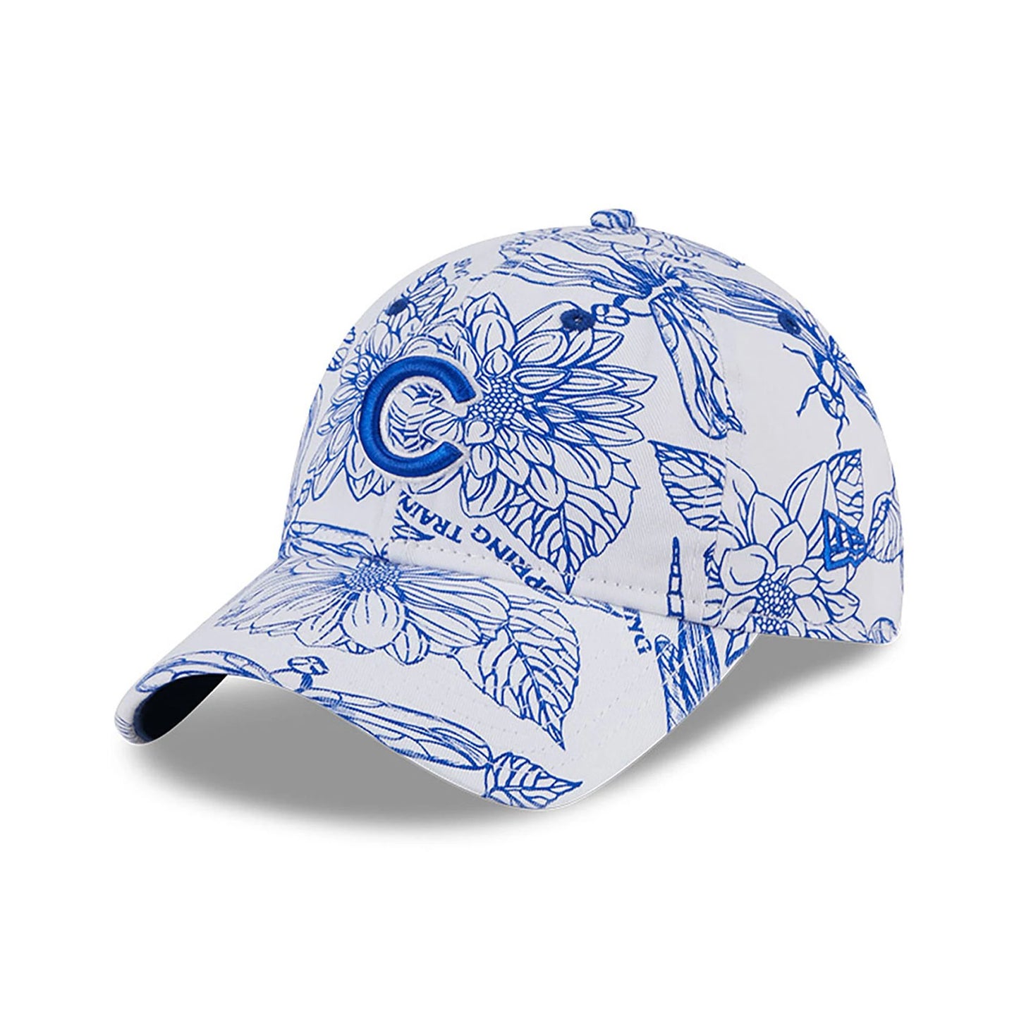 This is a Chicago Cubs Womens Spring All Over Print White 9TWENTY Adjustable Cap 1