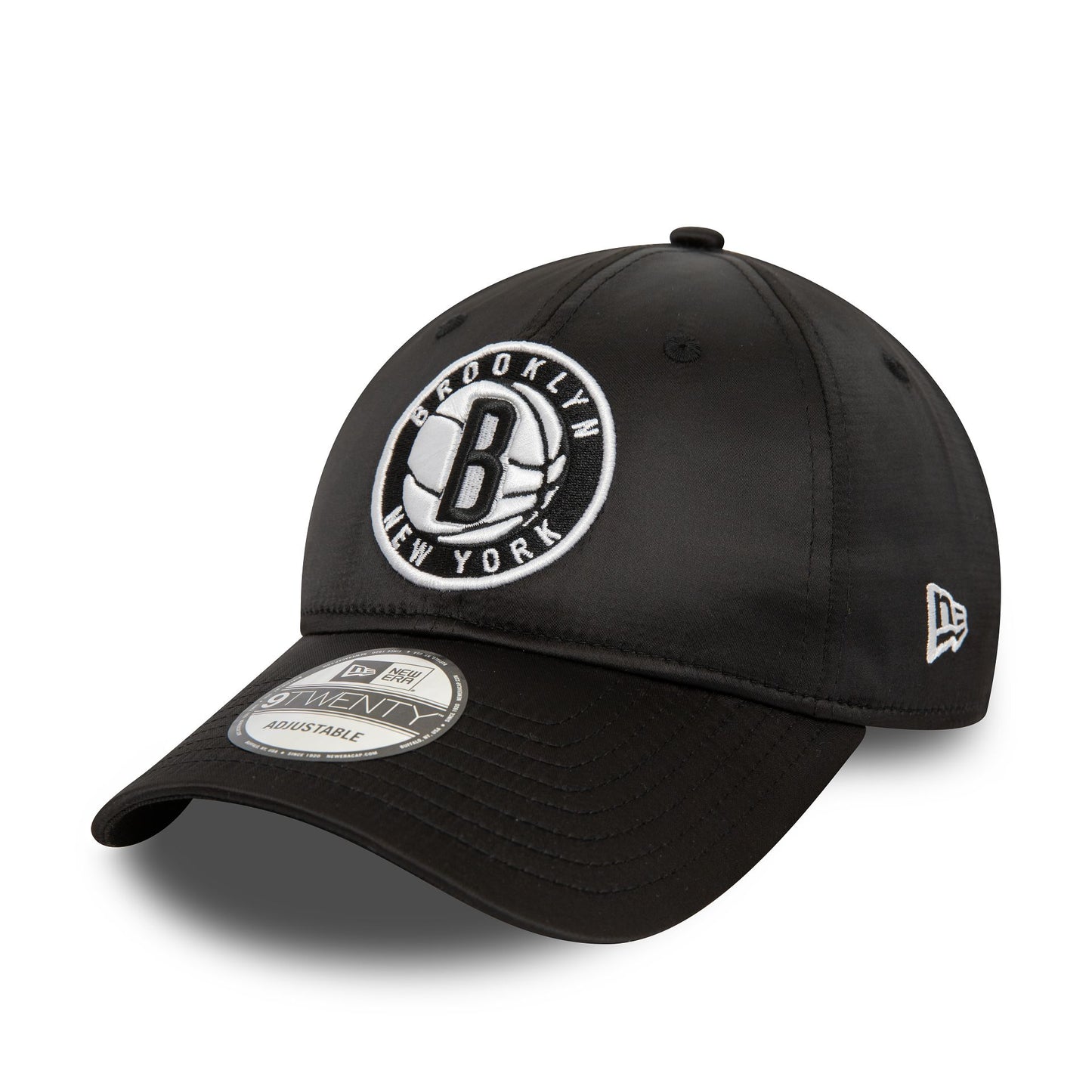 This is a Brooklyn Nets NBA Satin Black 9TWENTY Adjustable Cap 1