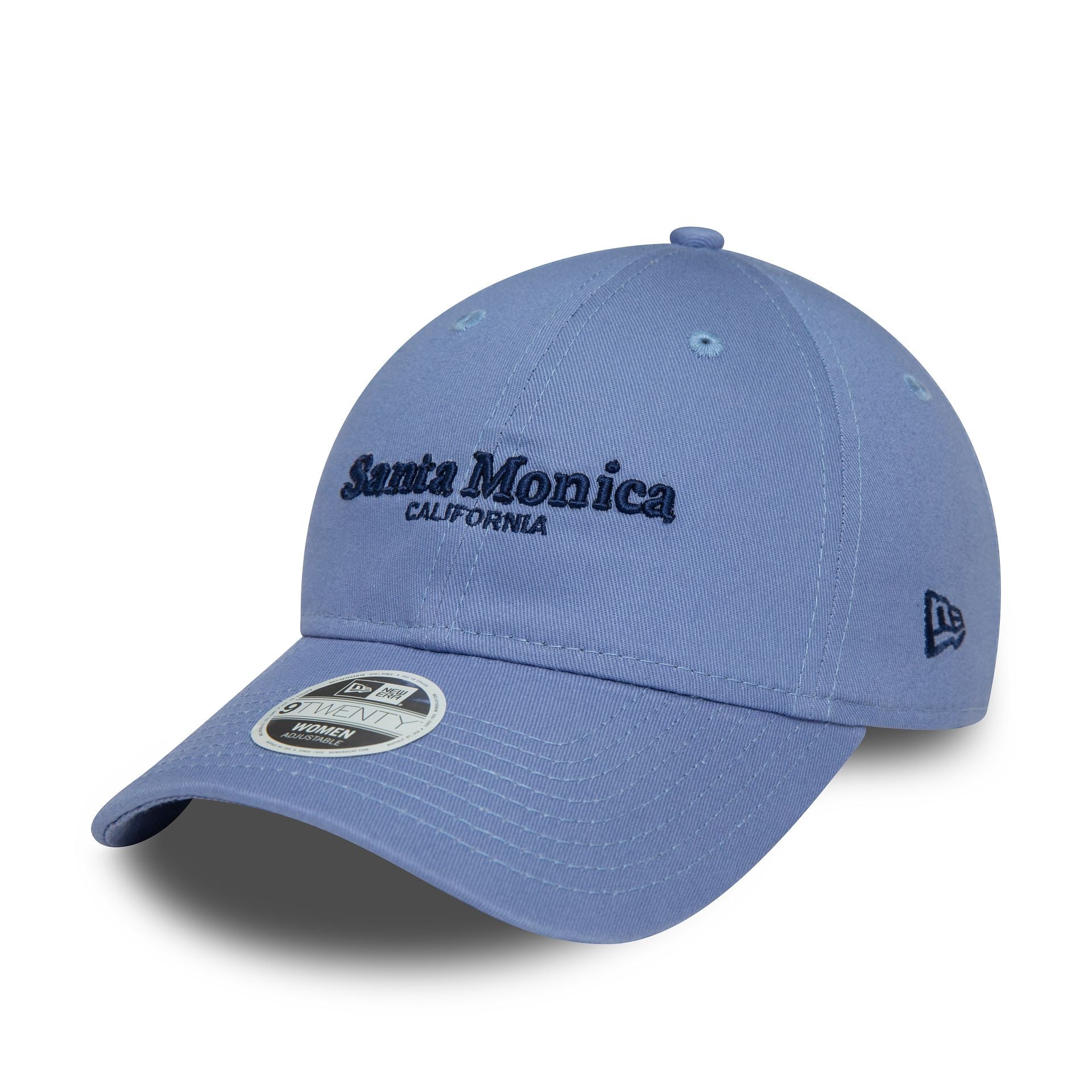 This is a New Era Womens Santa Monica Wordmark Blue 9TWENTY Adjustable Cap 1