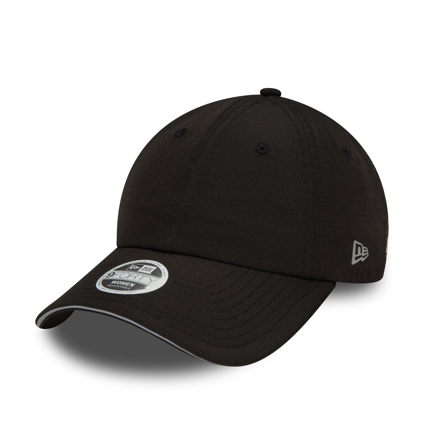 This is a New Era Womens Open Back Black 9FORTY Adjustable Cap 1