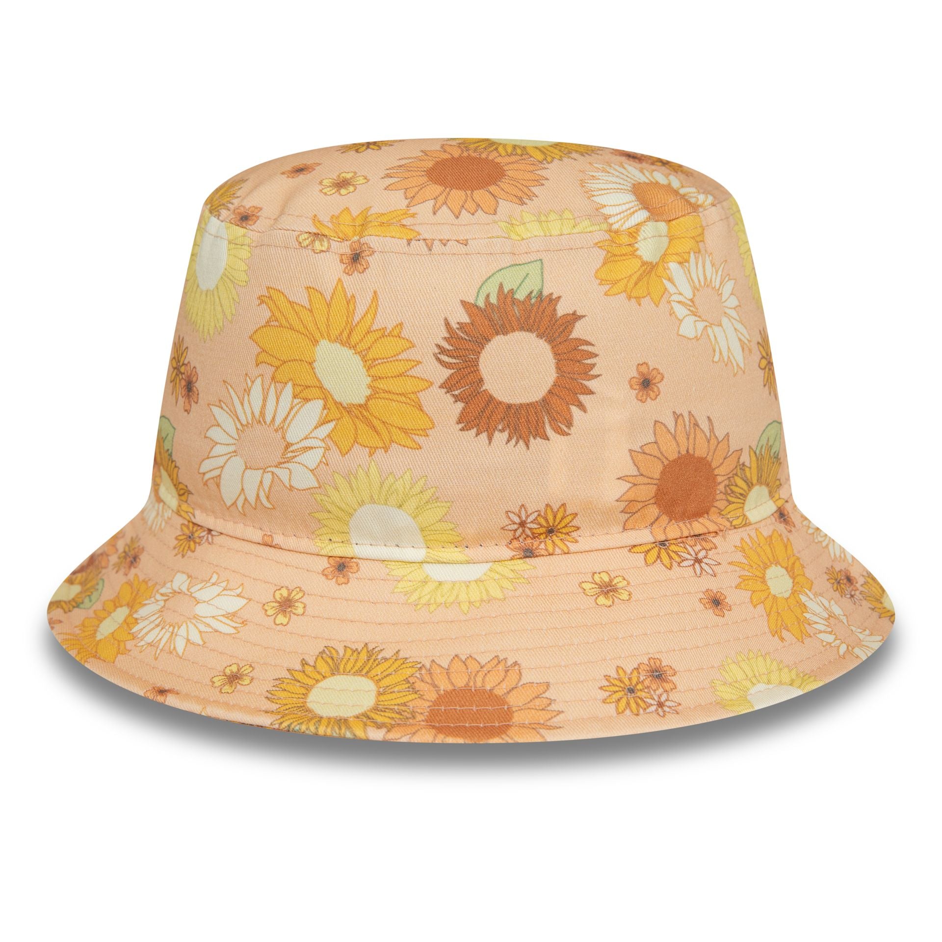 This is a New Era Womens Floral All Over Print Peach Bucket Cap 3