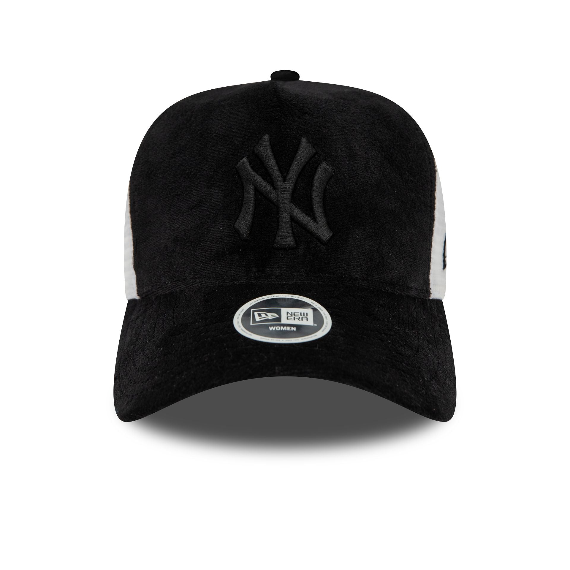 This is a New York Yankees Womens Velour Black A-Frame Trucker Cap 5