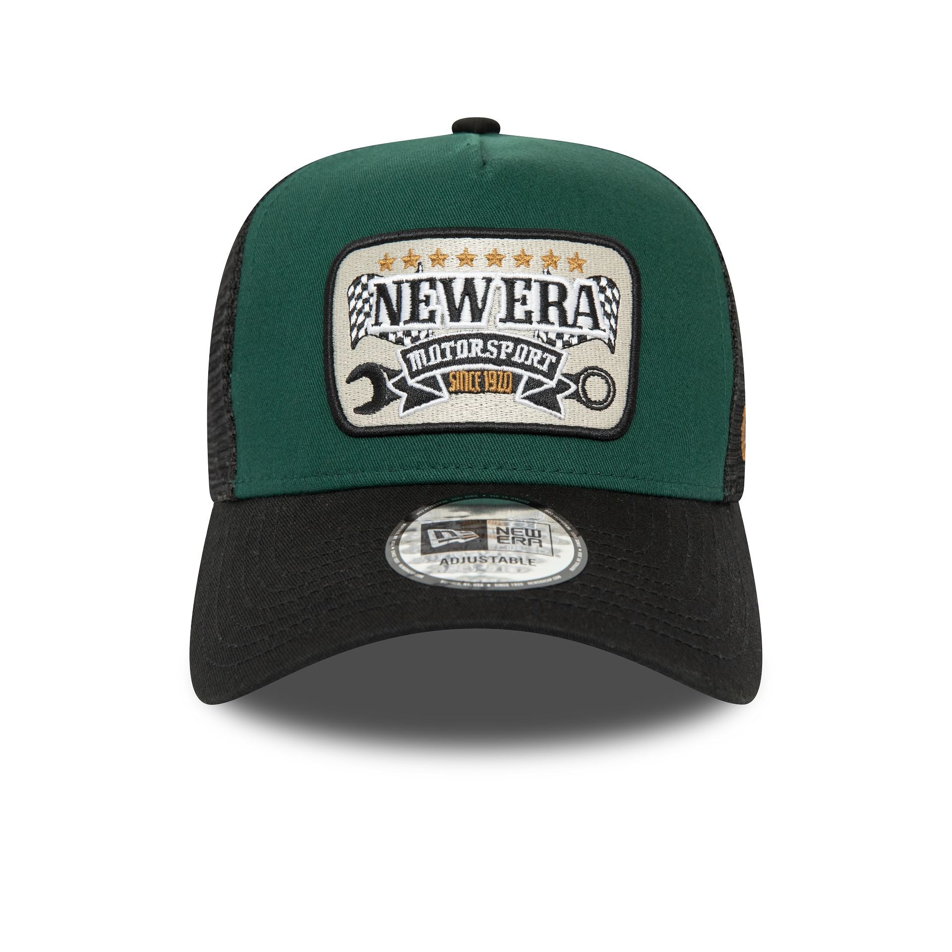 This is a New Era Patch Green E-Frame Trucker Cap 2