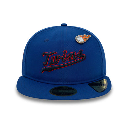 This is a Minnesota Twins MLB Cooperstown Pin Badge Blue 59FIFTY Retro Crown Fitted Cap 2