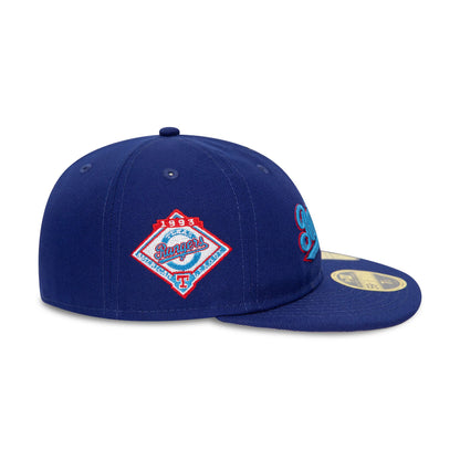 This is a Texas Rangers MLB Cooperstown Pin Badge Blue 59FIFTY Retro Crown Fitted Cap 6