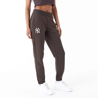 The Female model is wearing New York Yankees MLB Lifestyle Brown Joggers 1