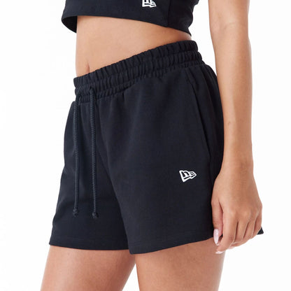 The Female model is wearing New York Yankees Womens MLB Lifestyle Black Shorts 6