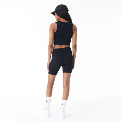 The Female model is wearing New York Yankees Womens MLB Lifestyle Black Cycling Shorts 3