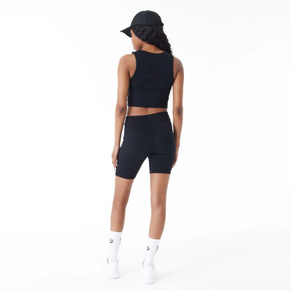 The Female model is wearing New York Yankees Womens MLB Lifestyle Black Cycling Shorts 3