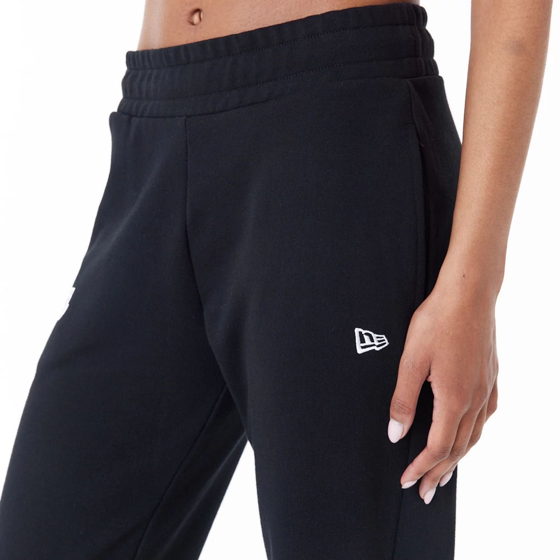 The Female model is wearing LA Lakers Womens NBA Colour Block Black Joggers 3