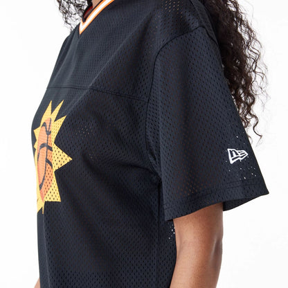 The Female model is wearing Phoenix Suns Womens NBA Black Mesh Dress 3