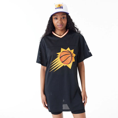 The Female model is wearing Phoenix Suns Womens NBA Black Mesh Dress 1