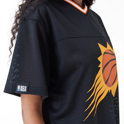 The Female model is wearing Phoenix Suns Womens NBA Black Mesh Dress 4