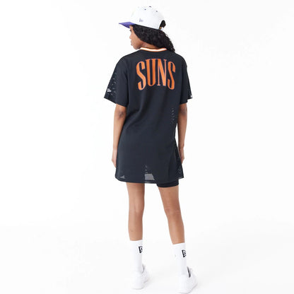 The Female model is wearing Phoenix Suns Womens NBA Black Mesh Dress 9