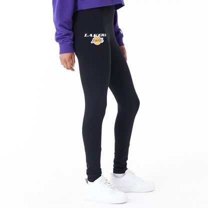 The Female model is wearing LA Lakers Womens NBA Team Logo Black Leggings 6