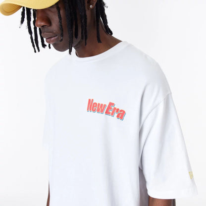 The Male model is wearing New Era Character Graphic White Oversized T-Shirt 5