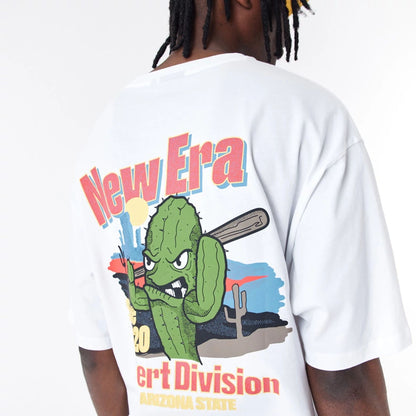 The Male model is wearing New Era Character Graphic White Oversized T-Shirt 2