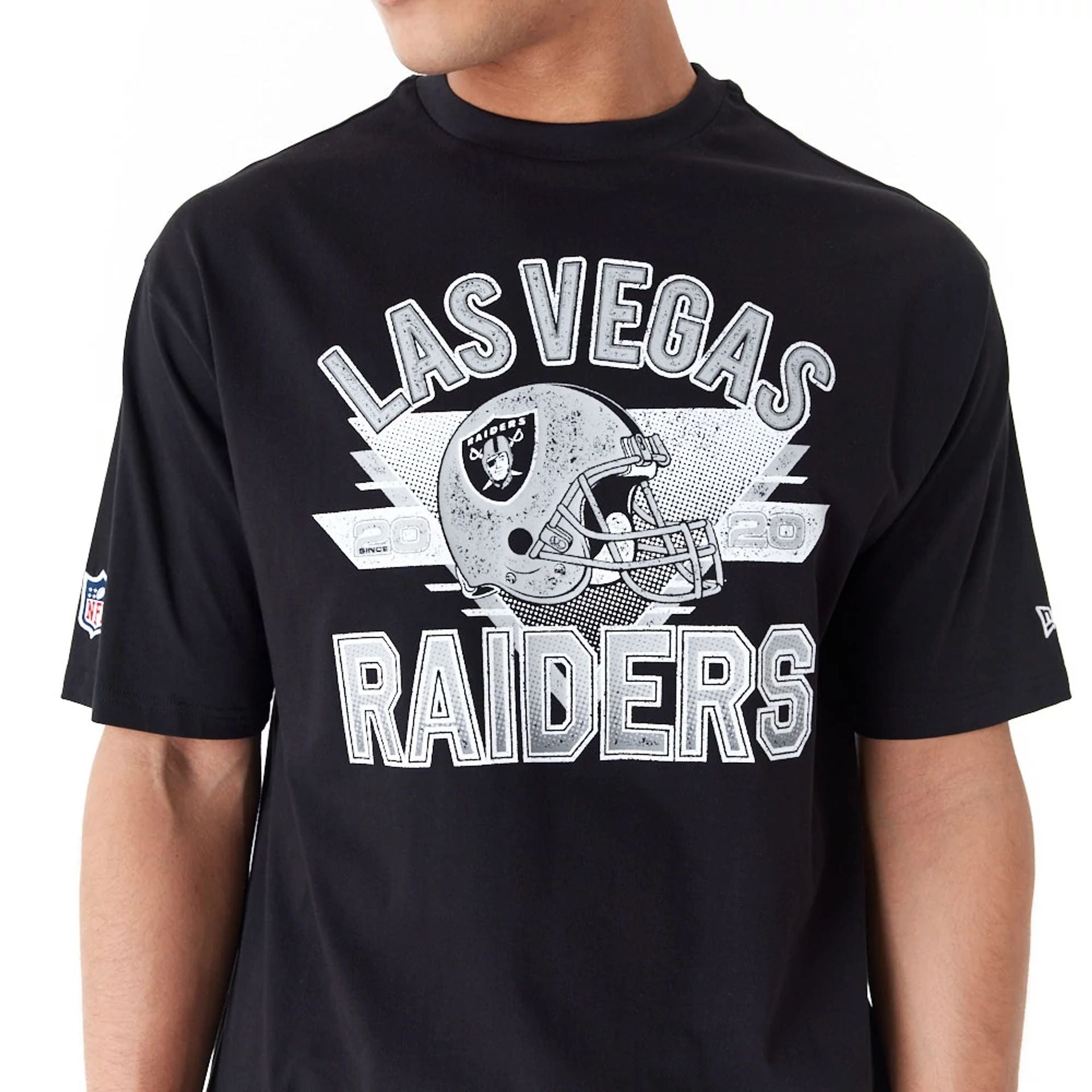 The Male model is wearing Las Vegas Raiders NFL Black Oversized T-Shirt 3