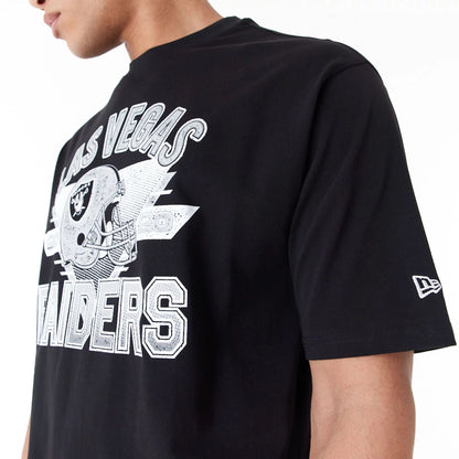 The Male model is wearing Las Vegas Raiders NFL Black Oversized T-Shirt 4