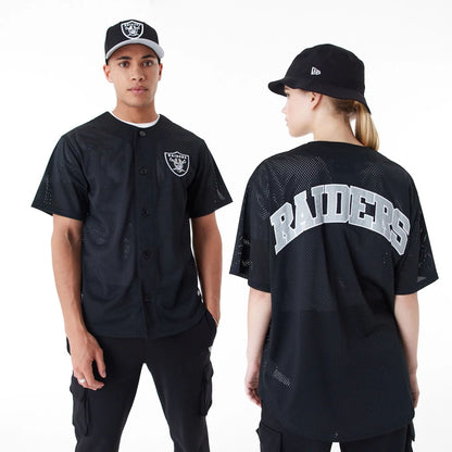 The Male model is wearing Las Vegas Raiders NFL Black Mesh Jersey 1