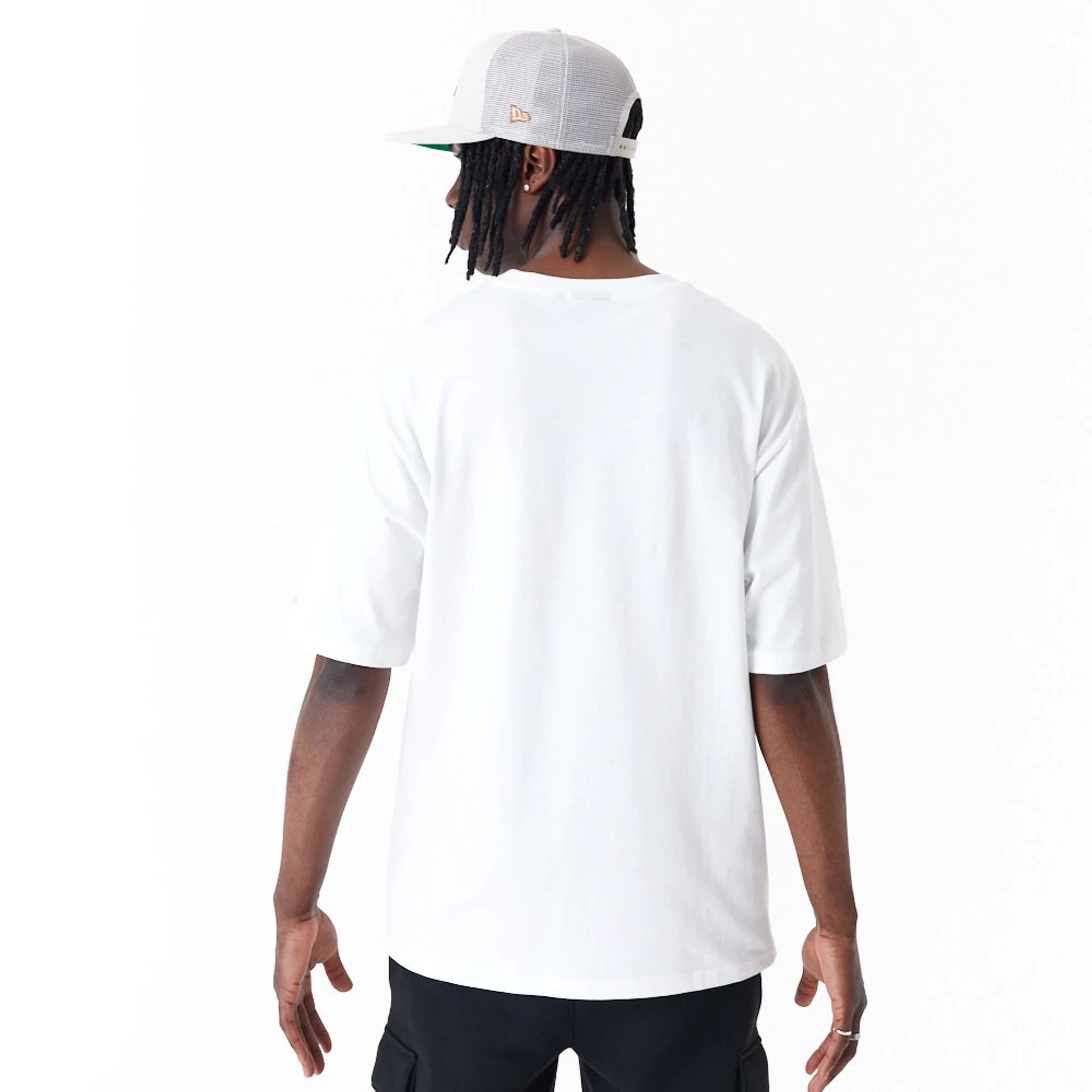 The Male model is wearing New Era Flag White Oversized T-Shirt 3