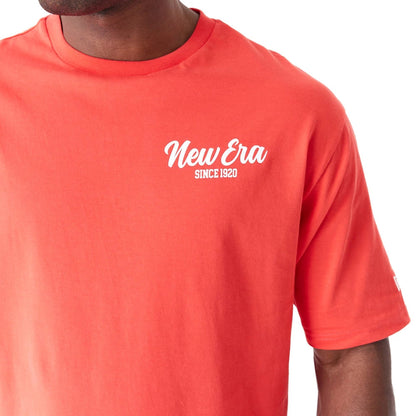 The Male model is wearing New Era Cactus Graphic Red Oversized T-Shirt 4