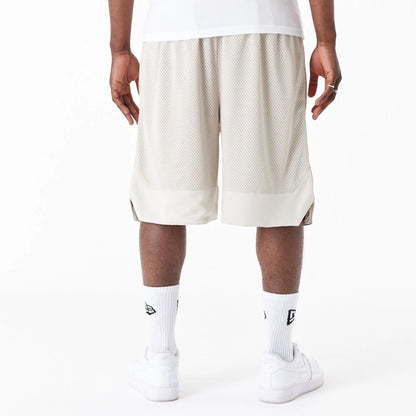 The Male model is wearing New Era Arch Logo Stone Mesh Shorts 3