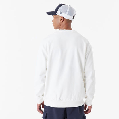 The Male model is wearing New York Yankees MLB Lifestyle Off White Crew Neck Sweatshirt 6